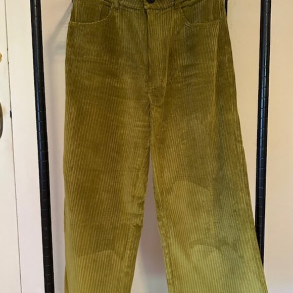Sezane Le Crop Trousers Corduroy Meadow Green 40/ 8 (HEMMED, PLEASE SEE NOTES) - Picture 3 of 5